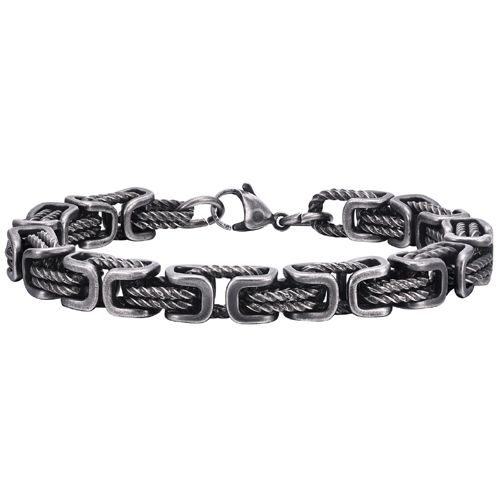 ***COI Titanium Black/Gold Tone/Silver Wire Bracelet With Steel Clasp(Length: 8.27 inches)-00018BB