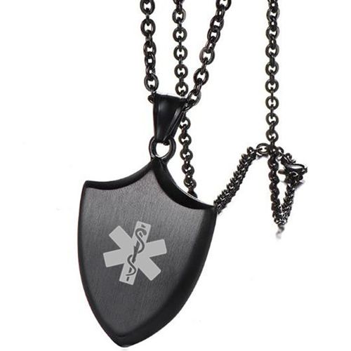 **COI Black Titanium Medical Alert Pendant-00016BB