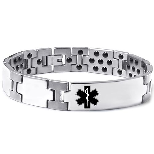 ***COI Titanium Medical Alert Bracelet With Steel Clasp(Length: 8.27 inches)-00034BB