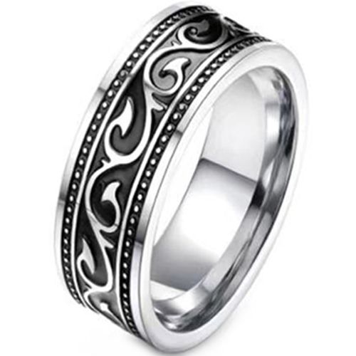 ***COI Titanium Black Silver Celtic Ring-00060BB