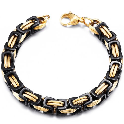 ***COI Titanium Black Gold Tone Bracelet With Steel Clasp(Length: 8.66 inches)-00071BB