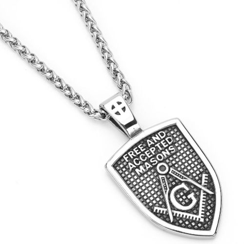 ***COI Titanium Black Silver Masonic Freemason Pendant-00118BB