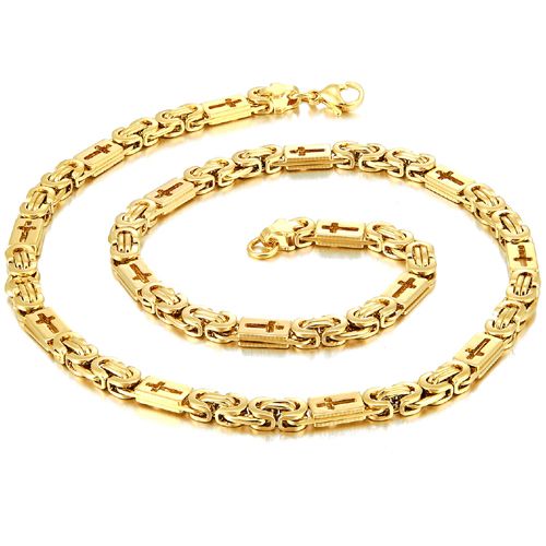*COI Titanium Gold Tone/Silver Cross Bracelet/Necklace With Steel Clasp(Length: 8.27 inches/23.62 inches)-00137BB