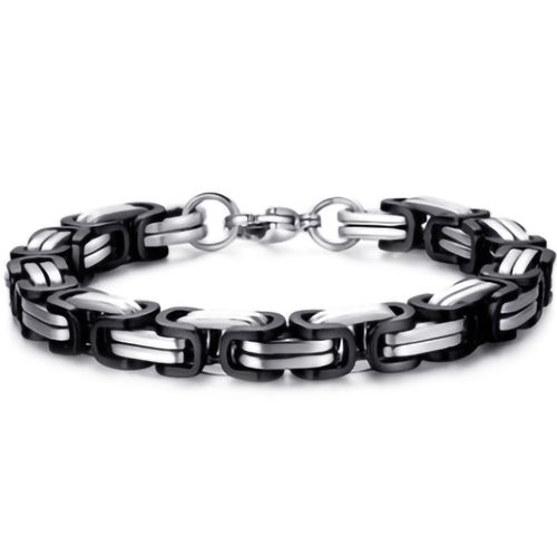 ***COI Titanium Black Silver/Black Bracelet With Steel Clasp(Length: 9.06 inches)-00141BB