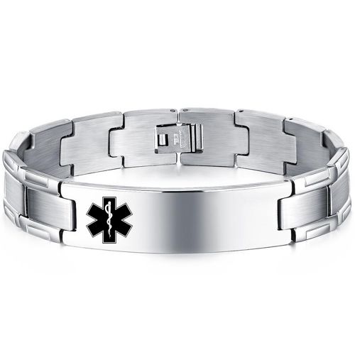 ***COI Titanium Medical Alert Bracelet With Steel Clasp(Length: 8.27 inches)-00206BB