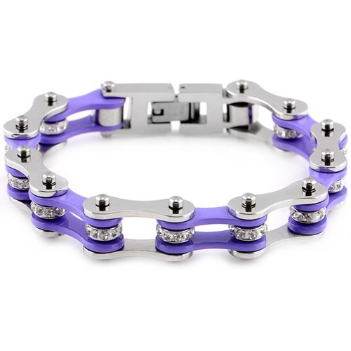 ***COI Titanium Purple Ceramic Cubic Zirconia Bracelet With Steel Clasp(Length: 8.27 inches)-00241BB
