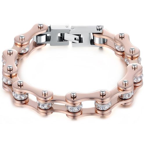 ***COI Titanium Rose Silver Cubic Zirconia Bracelet With Steel Clasp(Length: 8.27 inches)-00242BB