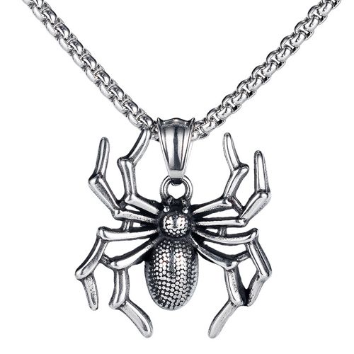 ***COI Titanium Black Silver Spider Pendant-00251BB