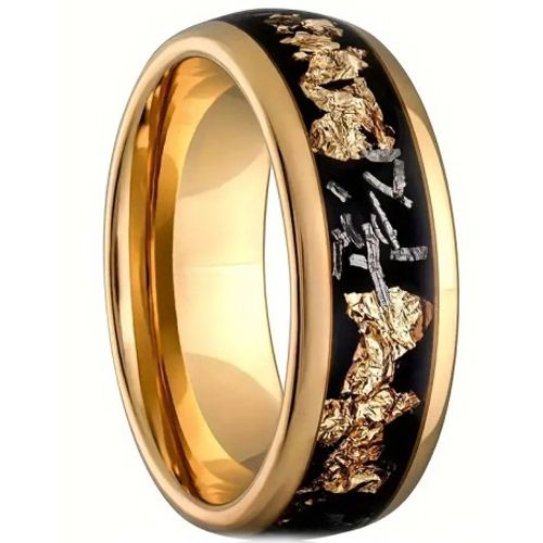 ***COI Gold Tone Titanium Meteorite & Gold Foil Dome Court Ring-00270BB