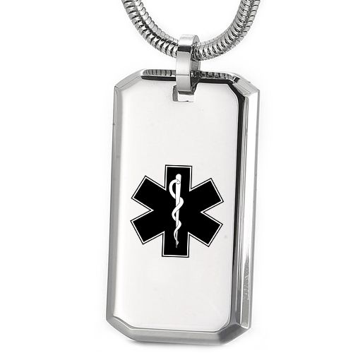 ***COI Titanium Black/Gold Tone/Silver Medical Alert Pendant-00296BB