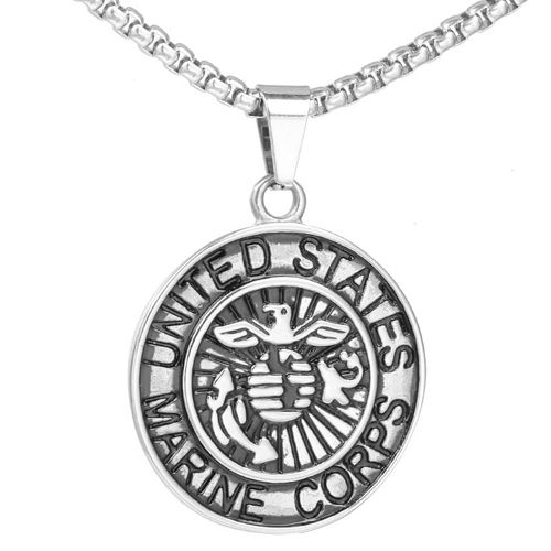 ***COI Titanium Black Silver Marine Corp Pendant-00304BB