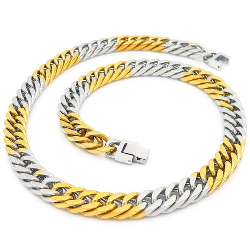 ***COI Titanium Gold Tone Silver Necklace(Length: 23.62 inches)-00315BB
