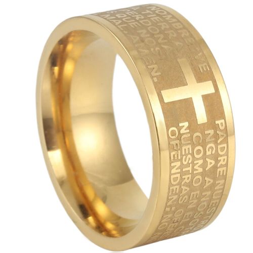 ***COI Gold Tone Titanium Cross Prayer Ring-00327BB
