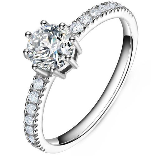 ***COI Sterling Silver 925 Solitaire Ring With Cubic Zirconia-00349BB