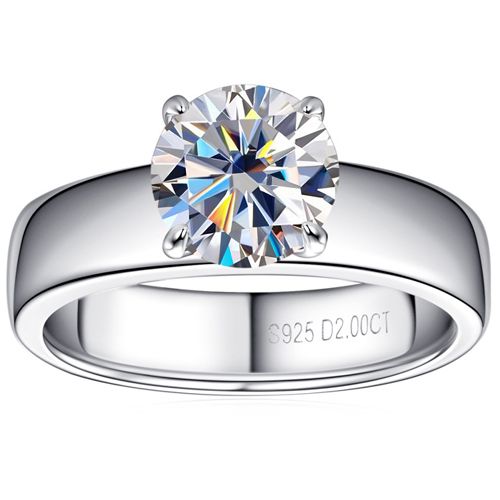 ***COI Sterling Silver 925 Solitaire Ring With Moissanite-00371BB