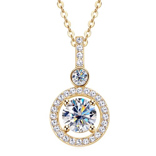 ***COI Sterling Silver 925 Gold Tone/Silver Pendant With Moissanite-00372BB