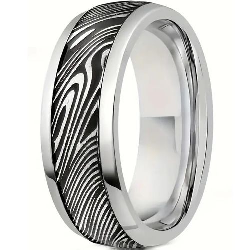 ***COI Titanium Black Rose/Gold Tone/Silver Damascus Ring-00387BB