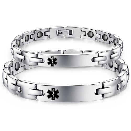 ***COI Titanium Medical Alert Bracelet With Steel Clasp(Length: 7.87 inches)-00395BB