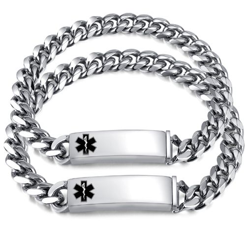 ***COI Titanium Medical Alert Bracelet With Steel Clasp(Length: 7.87 inches)-00396BB