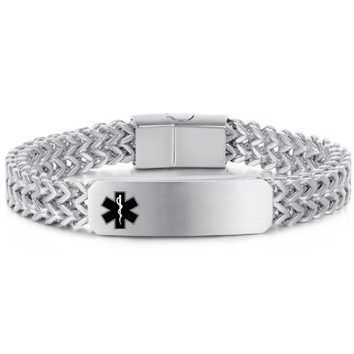 ***COI Titanium Black/Gold Tone/Silver Medical Alert Bracelet With Steel Clasp(Length: 8.66 inches)-00397BB