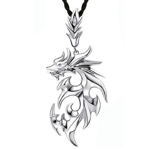 ***COI Titanium Black/Silver Dragon Pendant-00418BB