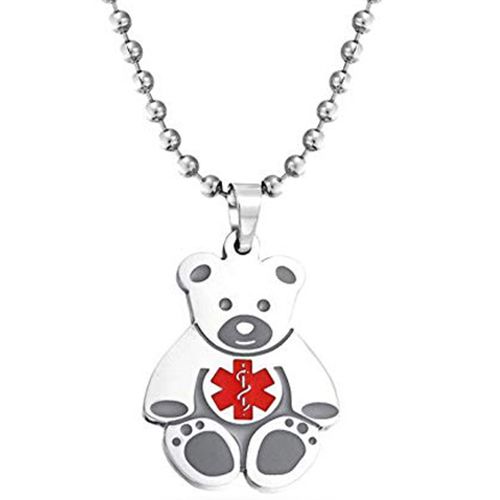 ***COI Titanium Medical Alert Bear Pendant-00452BB