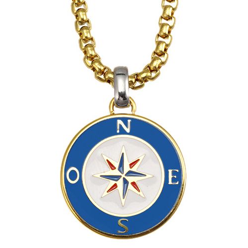 ***COI Titanium Gold Tone Silver Stars Necklace(Length: 23.62 inches)-00471BB