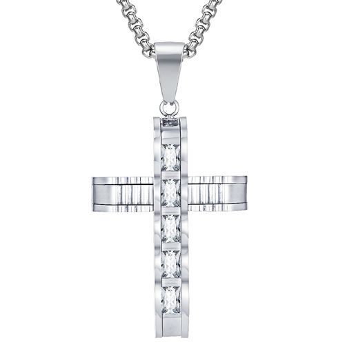 ***COI Titanium Cross Pendant With Cubic Zirconia-00472BB