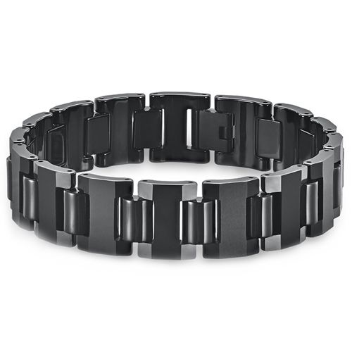 ***COI Black Titanium Bracelet With Steel Clasp(Length: 8.27 inches)-00477BB