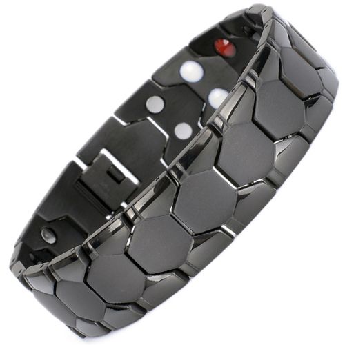 ***COI Titanium Black/Gold Tone/Silver Bracelet With Steel Clasp(Length: 8.27 inches)-00501BB