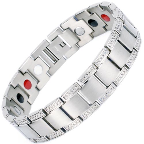***COI Titanium Black/Gold Tone Silver Bracelet With Steel Clasp(Length: 8.27 inches)-00557BB