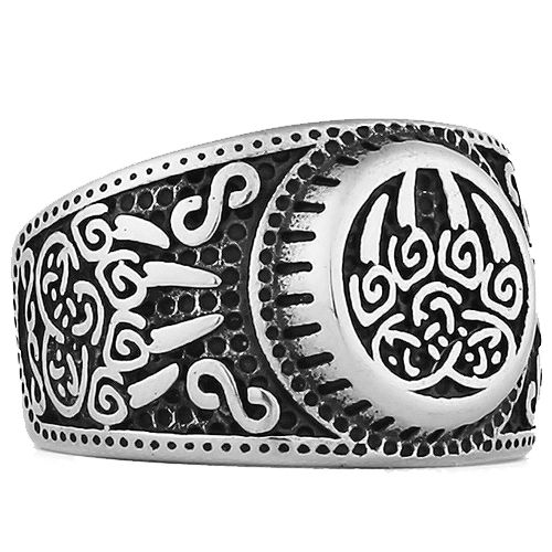 ***COI Titanium Black Silver Celtic Viking Ring-00564BB