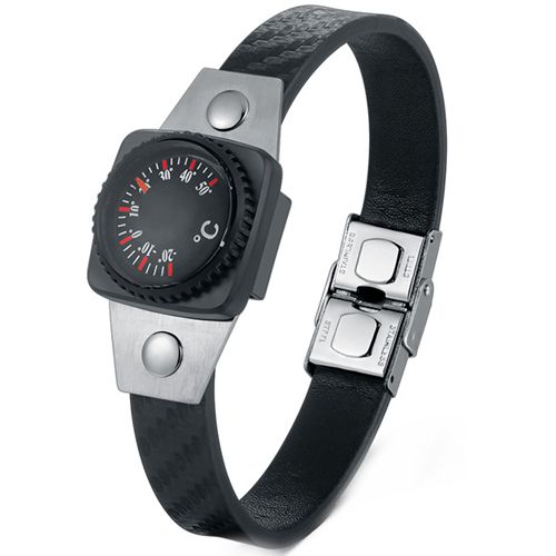 ***COI Titanium Thermometer Rubber Bracelet With Steel Clasp(Length: 8.27 inches)-00614BB