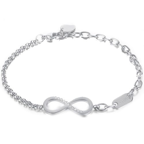 ***COI Titanium Gold Tone/Silver Infinity Bracelet With Cubic Zirconia & Steel Clasp(Length: 8.27 inches)-00638BB