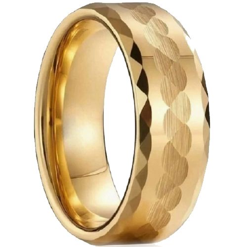 ***COI Gold Tone Titanium Faceted Beveled Edges Ring-00650BB