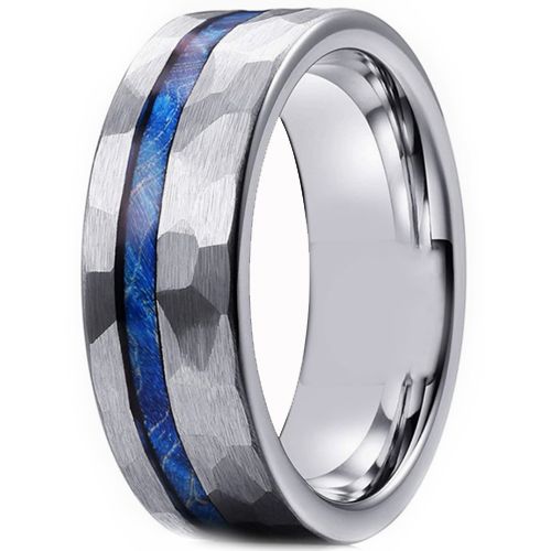 ***COI Titanium Hammered Ring With Meteorite-00652BB