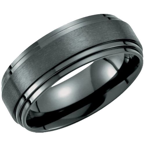 ***COI Black Titanium Double Step Edges Ring-00653BB