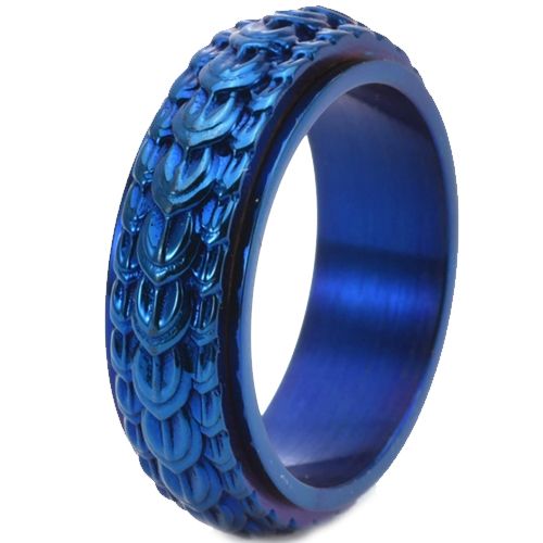 ***COI Titanium Black/Gold Tone/Blue/Silver Ring-00667BB