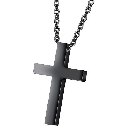***COI Titanium Black/Rose/Gold Tone/Silver Cross Pendant-00676BB