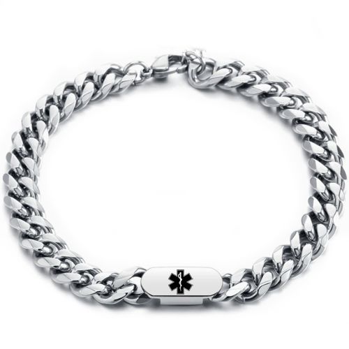 ***COI Titanium Medical Alert Bracelet With Steel Clasp(Length: 7.28 inches)-00684BB