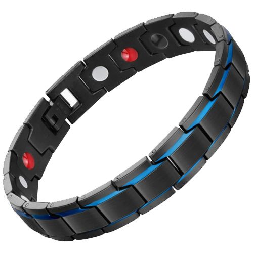 ***COI Titanium Black Blue Bracelet With Steel Clasp(Length: 8.27 inches)-00686BB