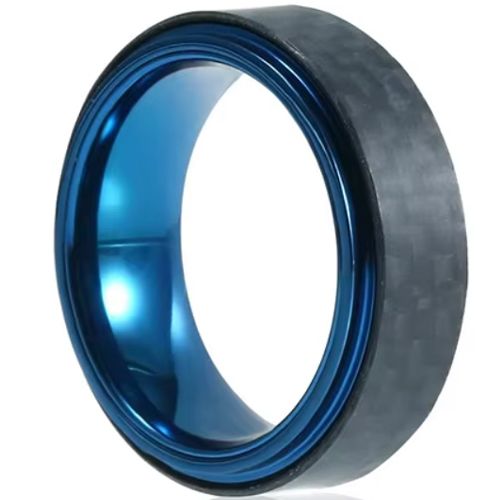 ***COI Blue Titanium Step Edges Ring With Carbon Fiber-00705BB