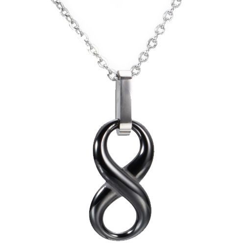 ***COI Titanium Black/White Ceramic Infinity Pendant-00718BB