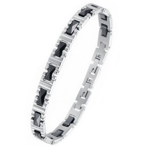 ***COI Titanium Black Ceramic Bracelet With Steel Clasp(Length: 7.48 inches)-00720BB