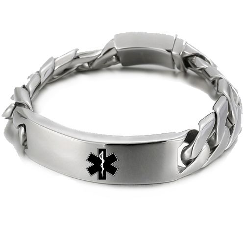 ***COI Titanium Gold Tone/Silver Medical Alert Bracelet With Steel Clasp(Length: 8.66 inches)-00758BB