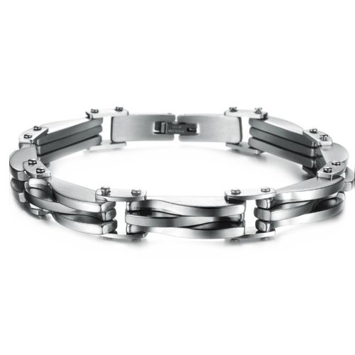 ***COI Titanium Black/Gold Tone Silver Bracelet With Steel Clasp(Length: 8.66 inches)-00825BB
