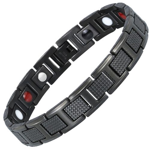 ***COI Titanium Black/Gold Tone Bracelet With Steel Clasp(Length: 7.87 inches)-00826BB