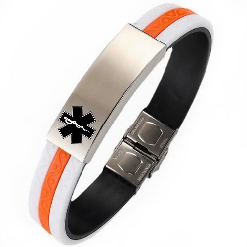 ***COI Titanium Medical Alert Rubber Bracelet With Steel Clasp(Length: 8.66 inches)-00828BB
