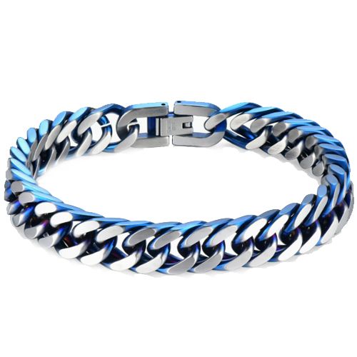 ***COI Titanium Blue Silver Bracelet With Steel Clasp(Length: 8.66 inches)-00840BB