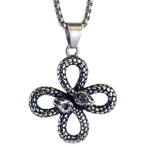 ***COI Titanium Black Silver Celtic Snake Pendant-00869BB